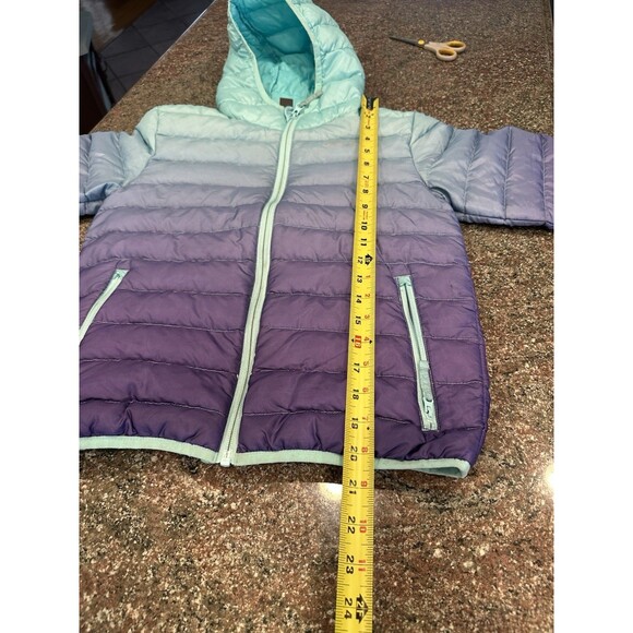 Eddie Bauer Girls  Jacket Size S 7/8 Dream Blue hombre puffy jacket - Picture 8 of 9